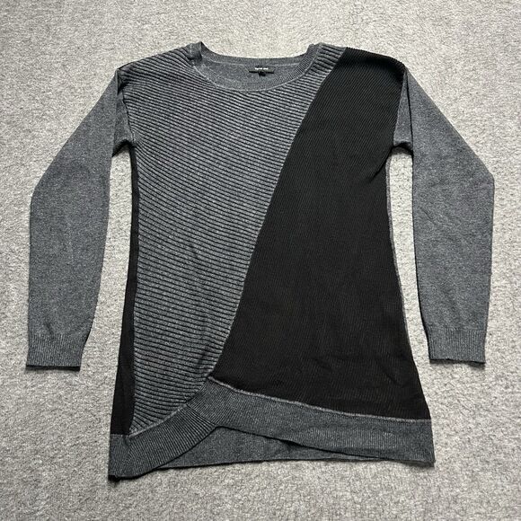 Verve Ami Long Sleeve Shirt Women's Small Black Gray Color Block Pullover Ribbed - Picture 1 of 7